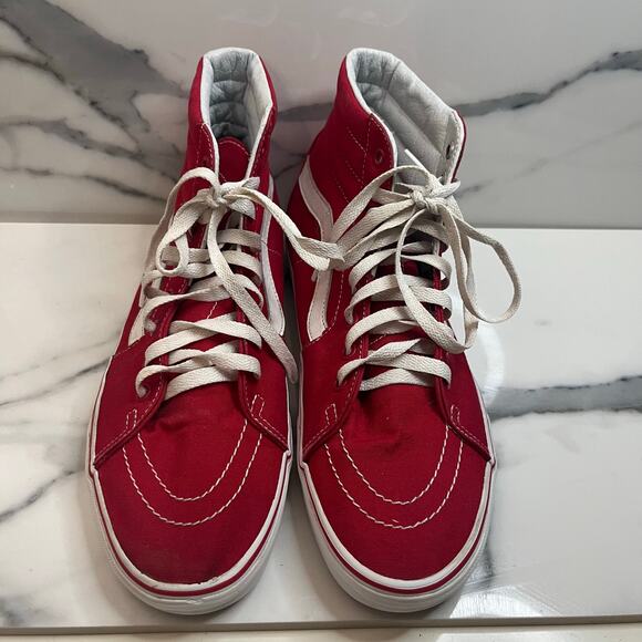 VANS Men's Classic Red Skateboard High Top Canvas Sneakers M Sz 11 Old Skool - Picture 2 of 9